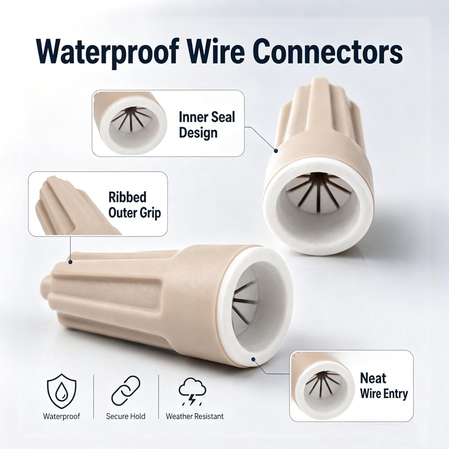 Wire Connectors Kit Waterproof Easy Outdoor Seal Elec Easy Twist On Applicati…