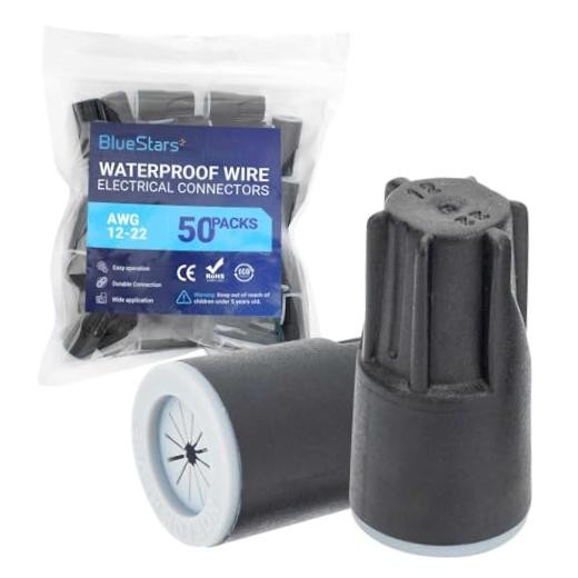 50 PCS Waterproof Wire Connectors 22AWG–12AWG Outdoor Electrical Twist Nuts