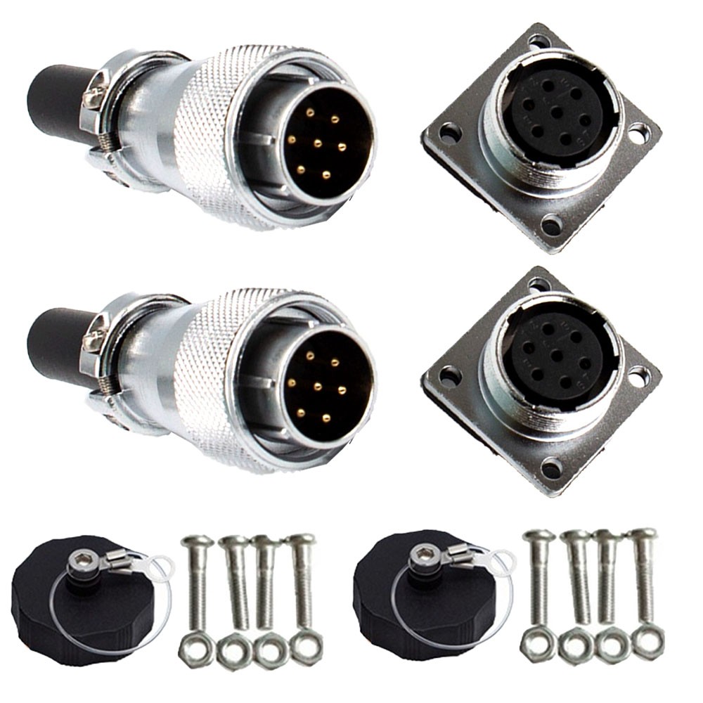2Pack WS20 10A 7 Pin Aviation Plug Socket,Industrial Electrical Power Connector