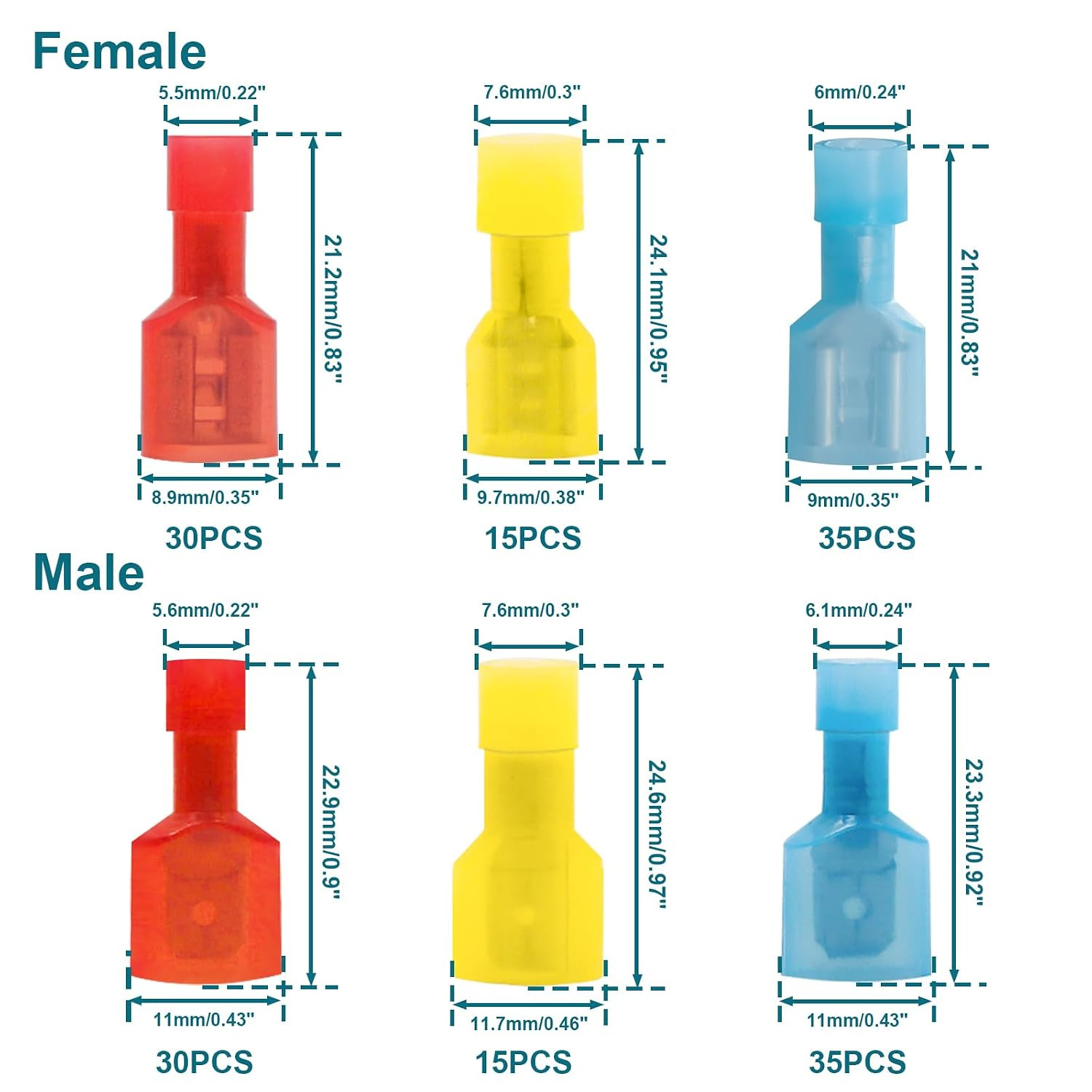 160PCS Spade Connectors, 22-10AWG Spade Terminal, Female and Male | Quick Discon