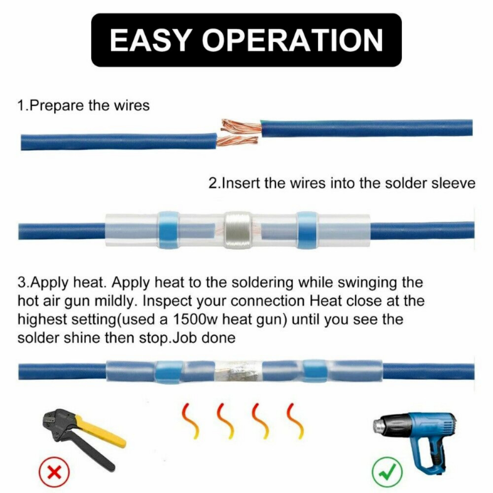 340/160PCS Waterproof Solder Stick Seal Sleeve Heat Shrink Butt Wire Connectors