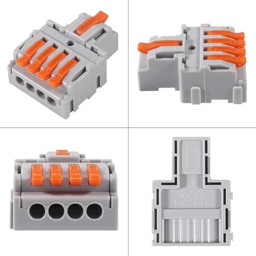 20Pcs 1 in 4 Lever Wire Connector Compact DIY Quick Connect Push-in Splitter