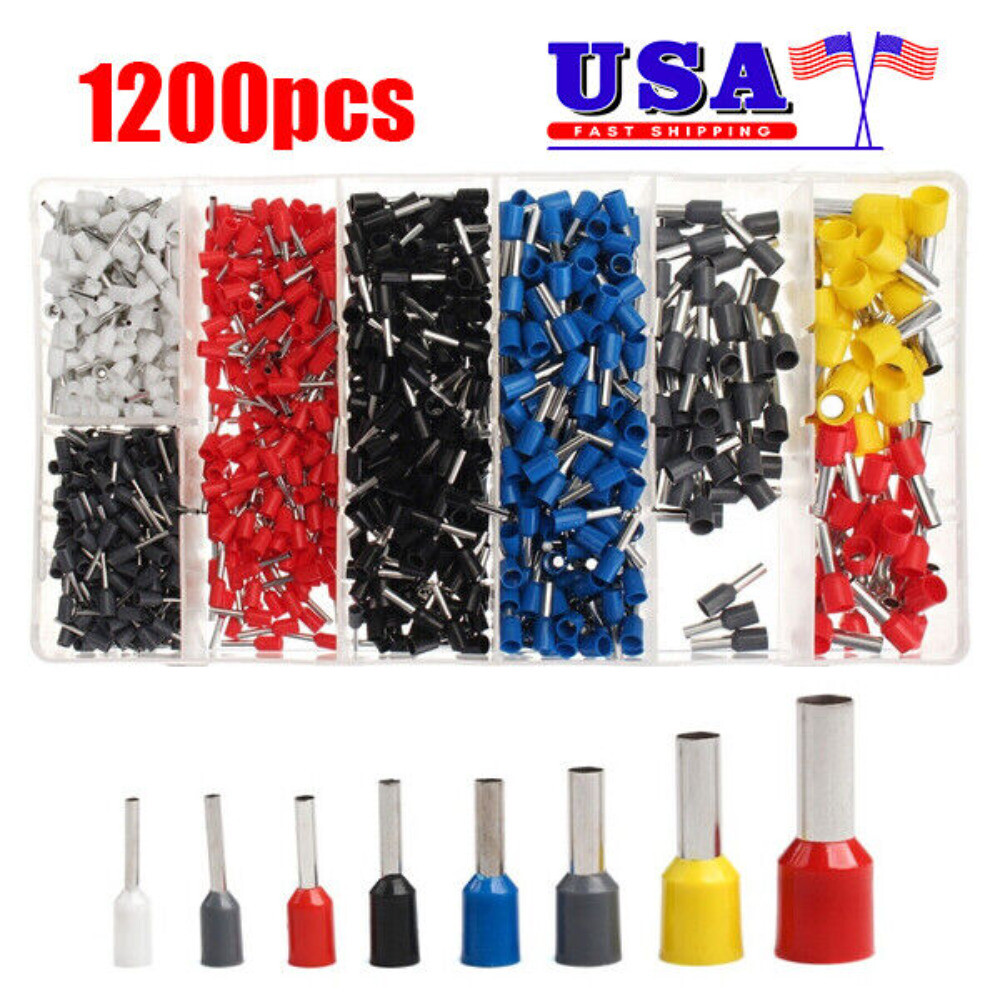 1200Pcs Electrical Wire Cable Cord Pin Terminal Crimp Connector Assorted Set Kit