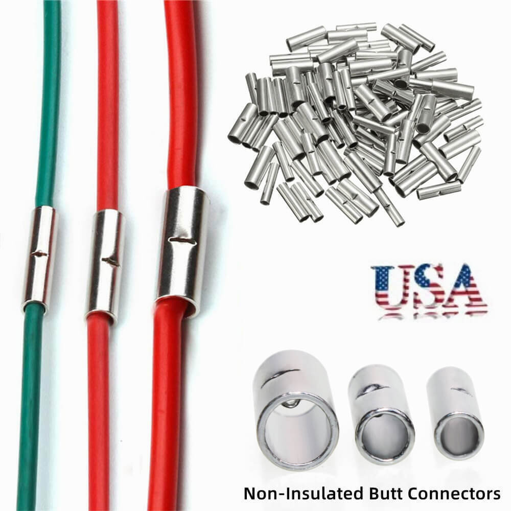 50-200PC Straight Electrical Wire Connectors Ferrule Butt Splice Crimp Terminals