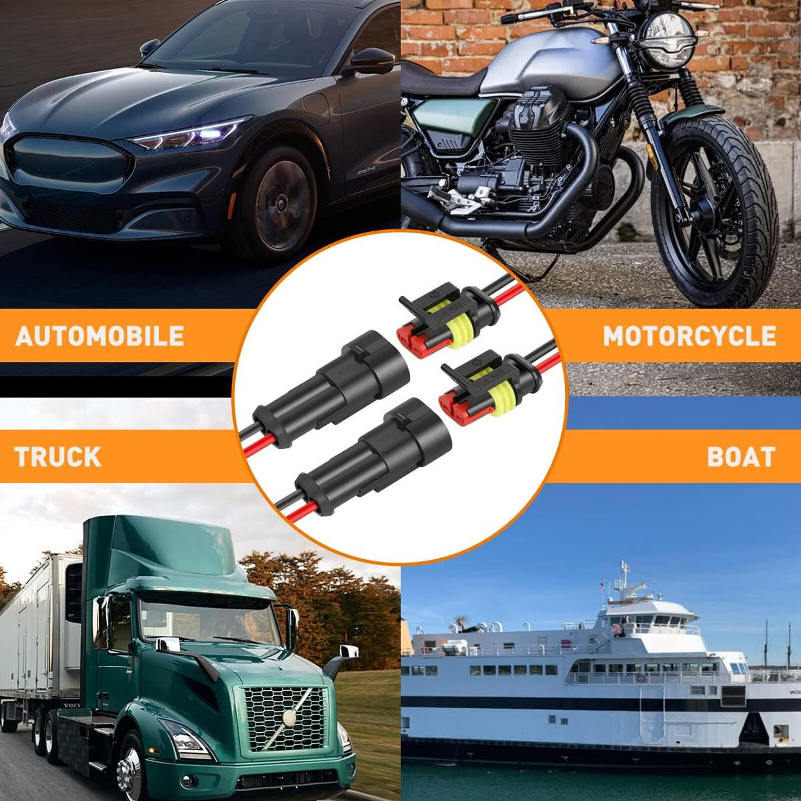 10PCS 2-Pin Way Car Male Female Electrical Connector Plug Wire Kit Waterproof US