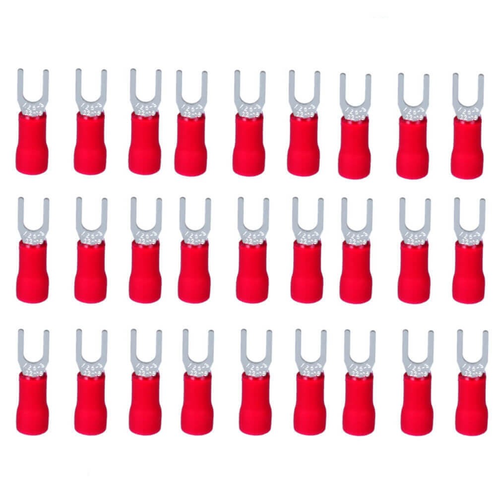 50-1000pcs Insulated Crimp 16-22AWG Wire Connectors Fork Spade Terminals #4 Stud
