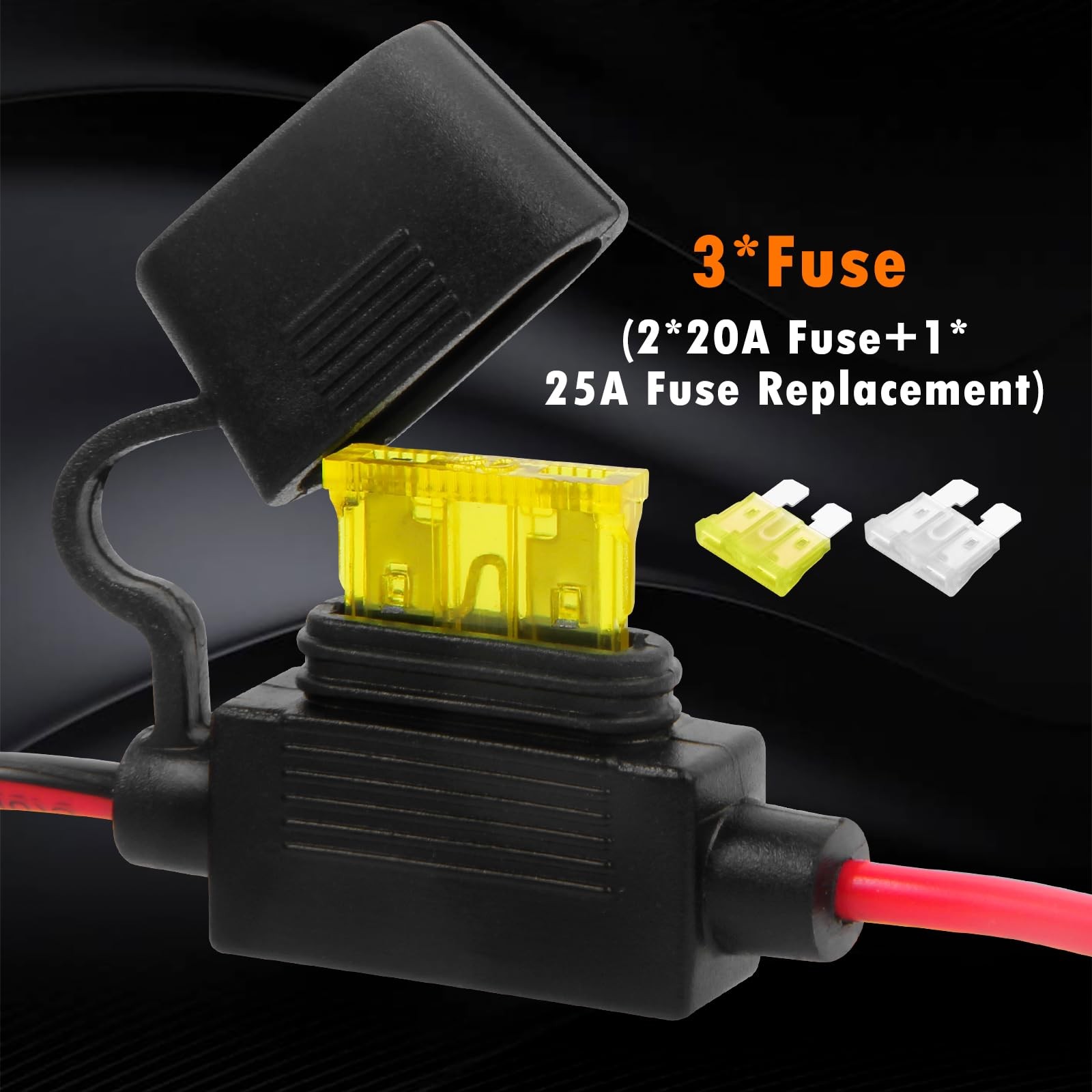 1 PCS 10FT 14AWG Battery Extension Cord Eyelet Terminal with Clamp