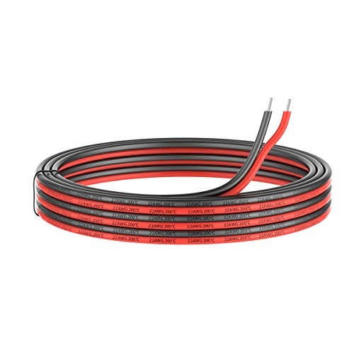22awg Silicone Electrical Wire 2 Cores Wire line 50ft [Black 25ft 25FT 22AWG