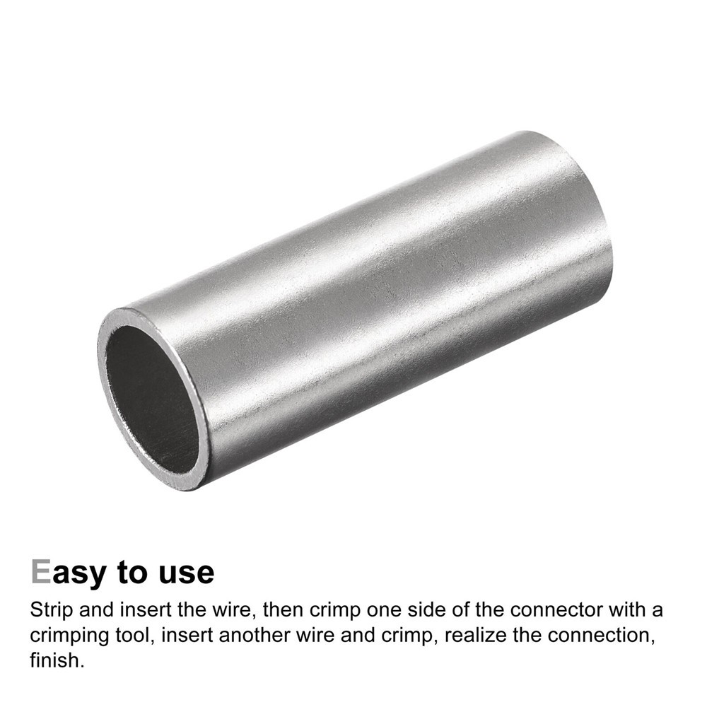 100× Non-Insulated Bare Copper Wire Butt Splice Connector Ferrule Crimp Terminal