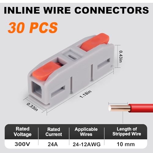 Lever Wire Connectors, Mini Quick Connectors Push-in, 1 in 1 Out 30PCS