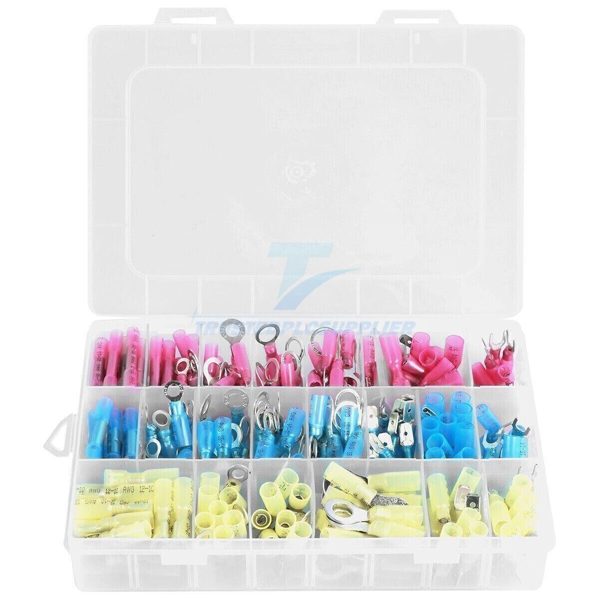 250x Heat Shrink Wire Connectors Electrical Ring Fork Spade Crimp Terminals Kit