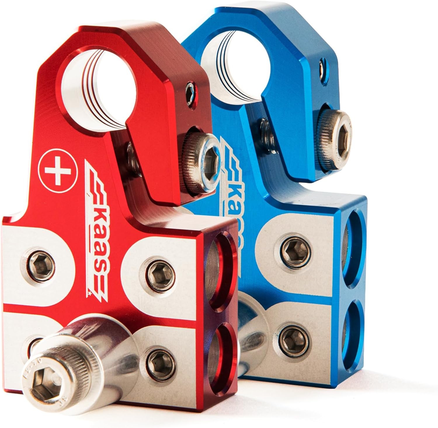 Kaas 4-Way Aluminum Battery Terminal Clamps – SAE/DIN Top Post Set New