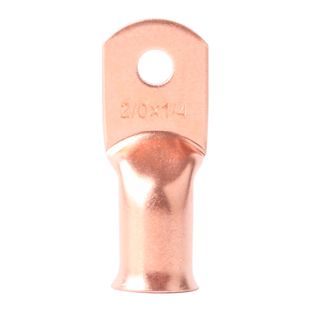 1-20pcs Copper Ends Lugs 2/0AWG Wire Cable Connector 1/4″ Ring Battery Terminals