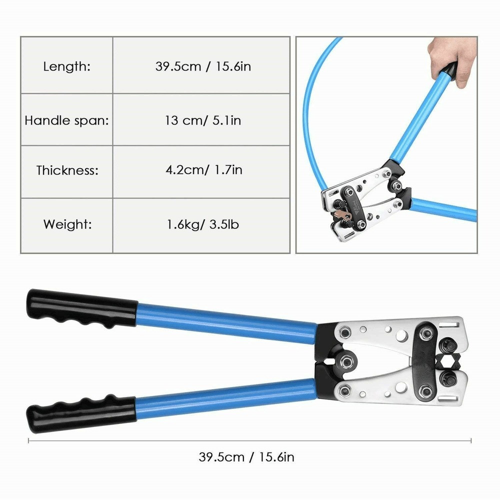 Cable Lugs Copper Ring Crimp Terminal/Plier Car Battery Wire Connectors HX-50B