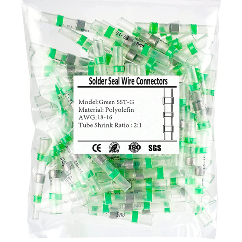 100PCS 18-16 Gauge Solder Seal Sleeve Heat Shrink Butt Wire Connectors Terminals