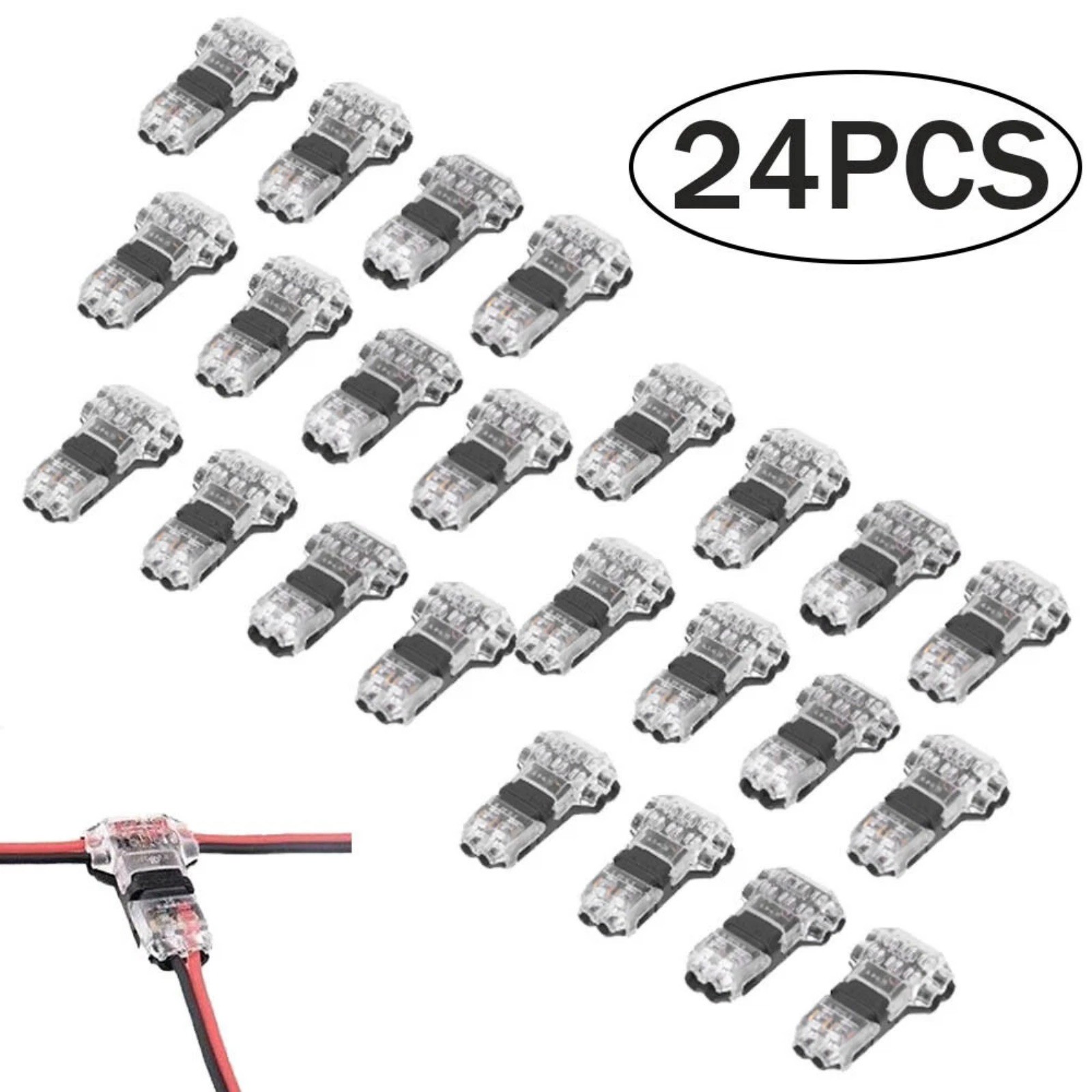 24 Pack 3 Way T Tap Electrical Connector for Wire 20 22 AWG Application Use