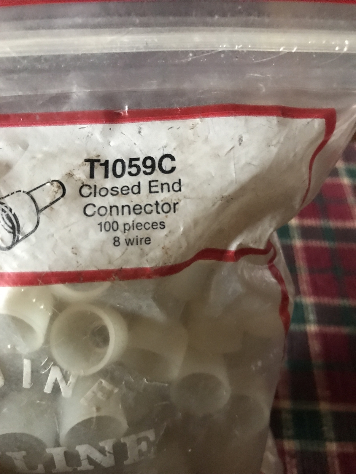 100 NOS Gemline T1059C Insulated Closed End Terminal Connector for #8 Wire