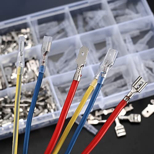 360 Pcs 2.8/4.8/6.3mm Male and Female Wire Spade Connectors, Quick Splice