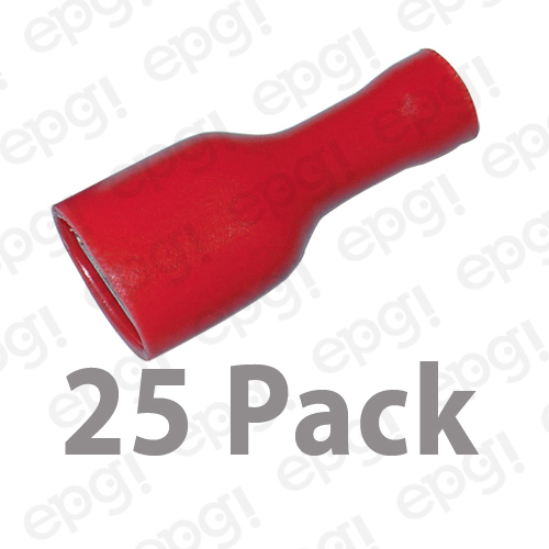 FEMALE FULLY INSULATED QUICK DISCONNECT TERMINAL VINYL .25″ RED 22-18g#103A-25PK