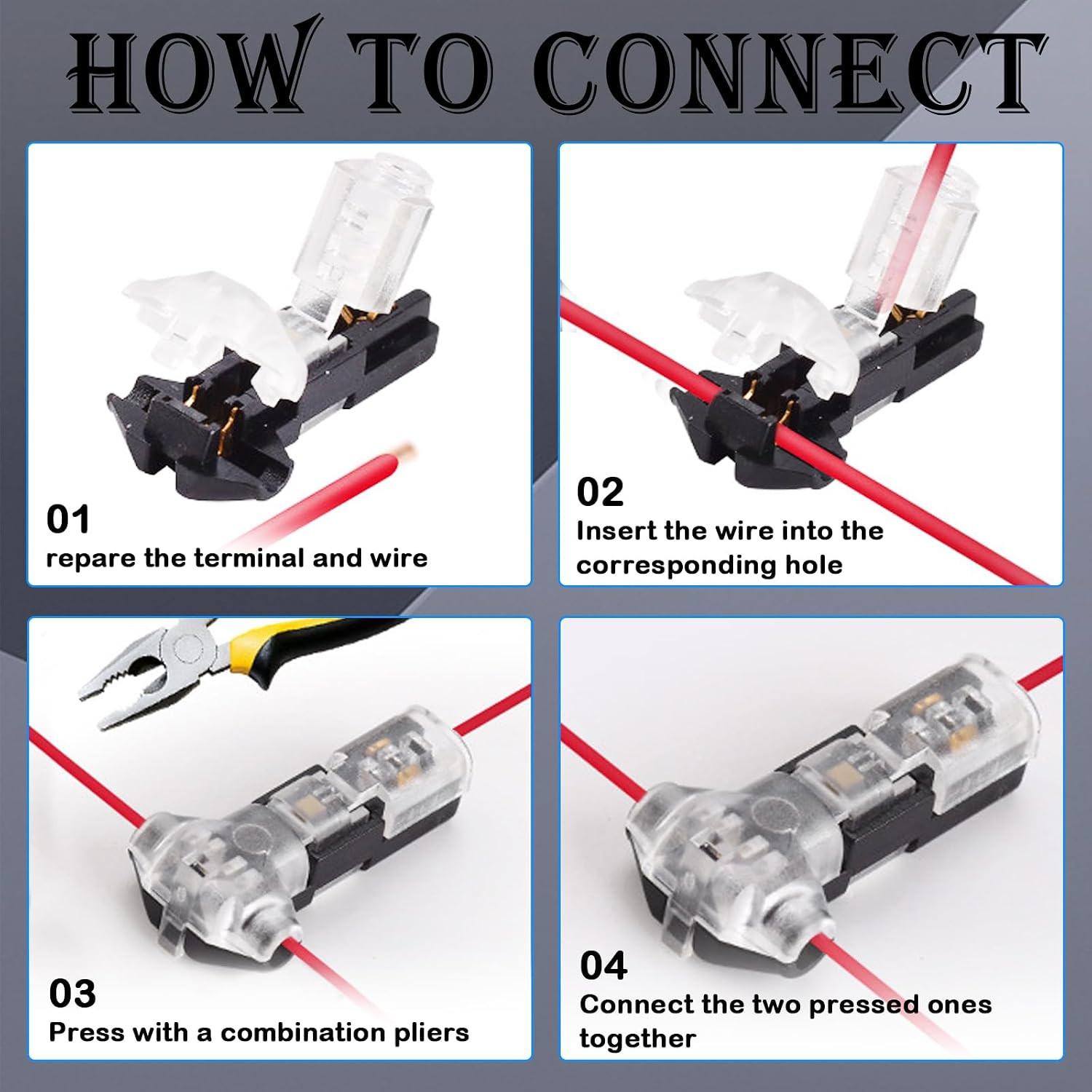 T Tap Wire Splice Connectors for 18-22 AWG Wires – 3 Way 1 Pin Solderless Low Vo