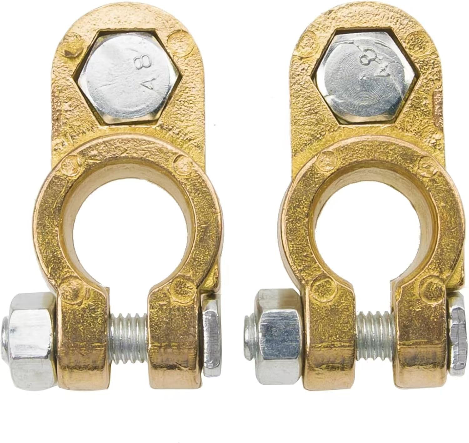 Universal Brass Battery Terminal Connectors, Top Post Clamp Set