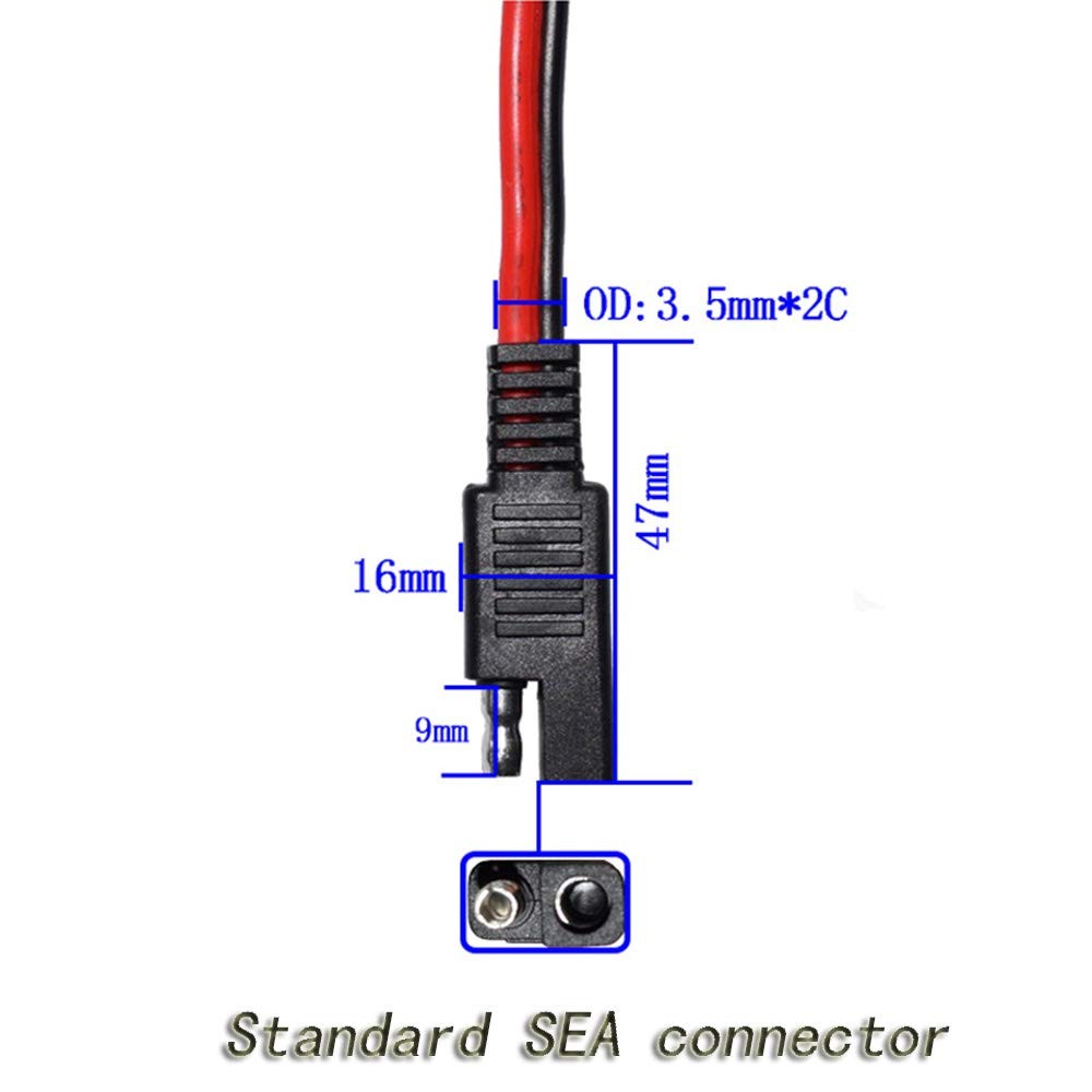14AWG SAE DC Power Automotive Connector Cable Y Splitter 1 11.8 inches, Black