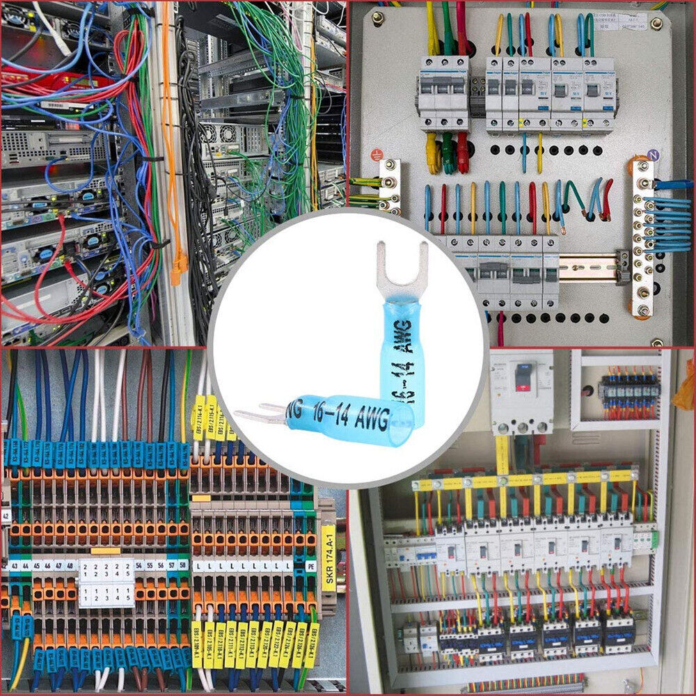 Heat Shrink Fork Crimp Connectors AWG22-10 Electrical Wire Terminals #10 Stud