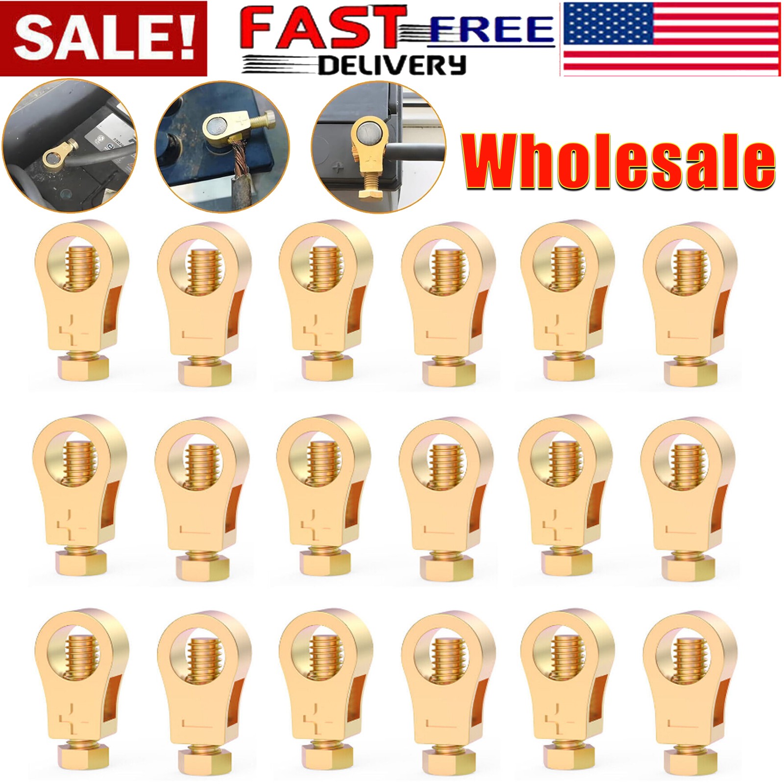 Lot Cable Clamp Battery Clip Car Battery Positive Negative Copper Terminal Wire