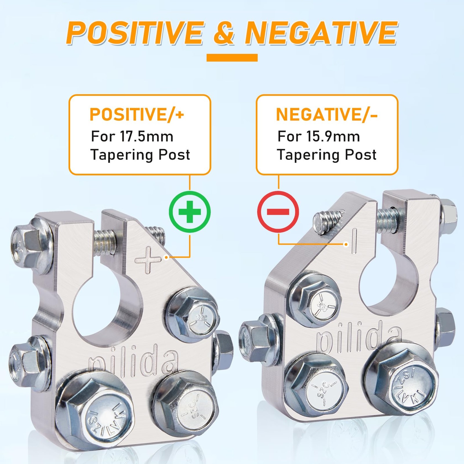 Battery Terminal Connectors 5 Way Clamps Positive Negative for Marine RV