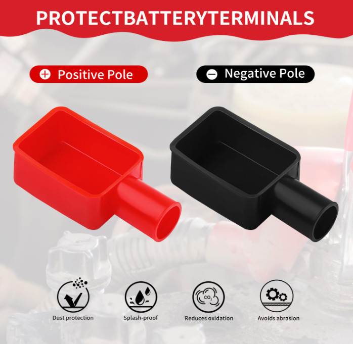 2PCS Battery Terminal Covers Cap, Positive Negative Insulating Protector, Car