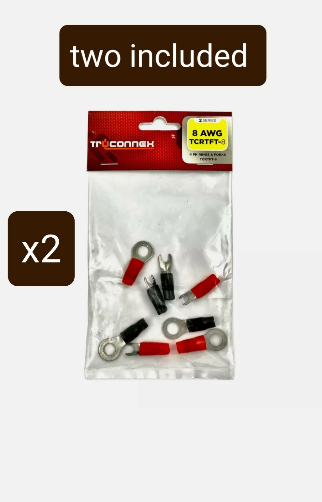 Total 16 TruConnex 8 Gauge Crimp Nickel Plated Barrier Spade and Ring Terminals