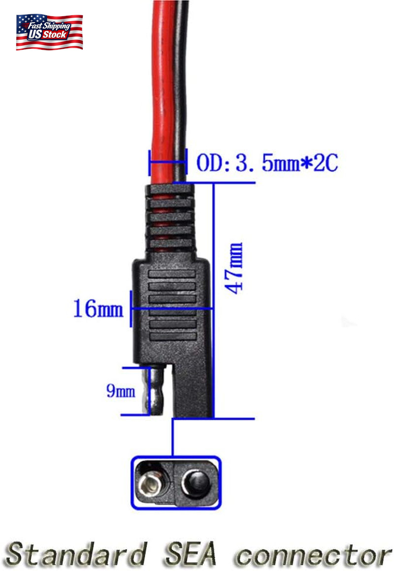 14AWG SAE DC Power Automotive Connector Cable Y Splitter 1 to 2 SAE Extension Ca
