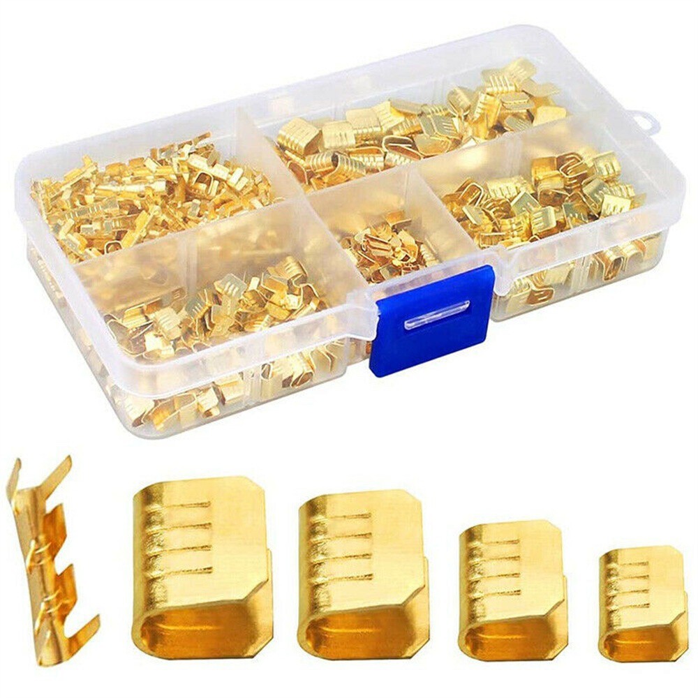 500Pcs U Shape Copper Ring Terminals Non-Insulated Spade Butt Wire Connectors