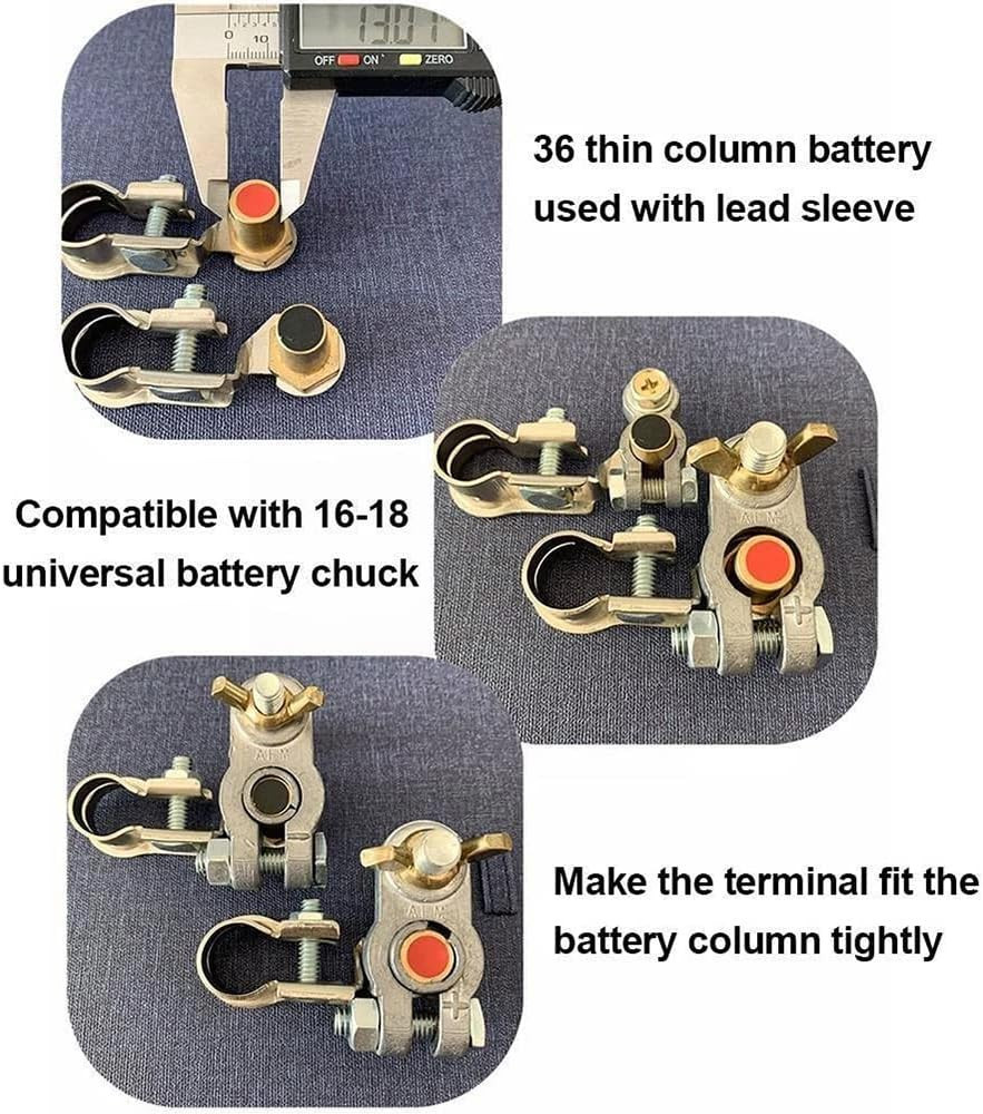 6 Pieces Battery Terminals Post Lead Shims Car Battery Post Caps Adapter Termina