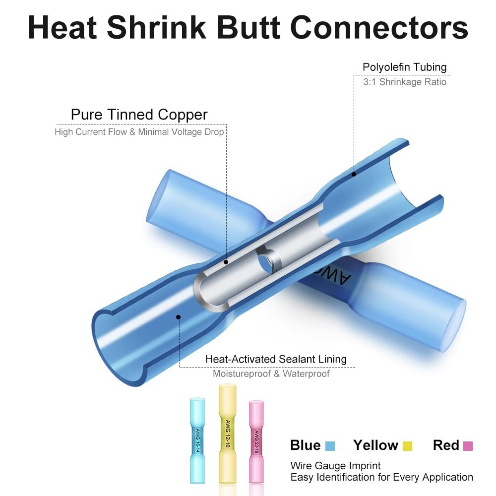 Heat Shrink Wire Connector DIY Kit 250PCS Waterproof Marine Automotive Terminals