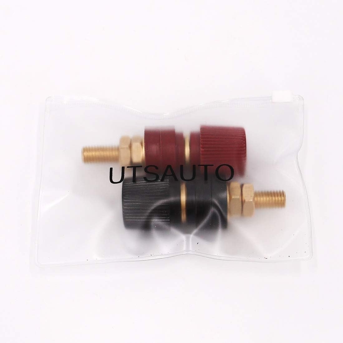 Battery Terminal Copper M10 3/8” Stud Power Junction Red Black 2Pcs