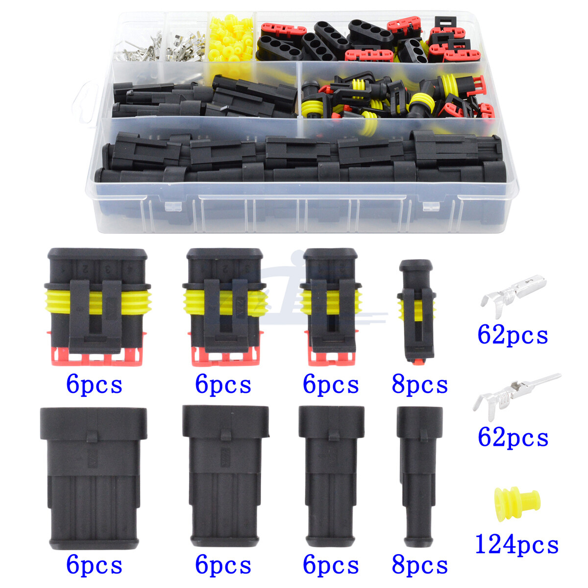 Waterproof Car Electrical Connector Terminals Auto Wire Plug 1 2 3 4 pin Box Set