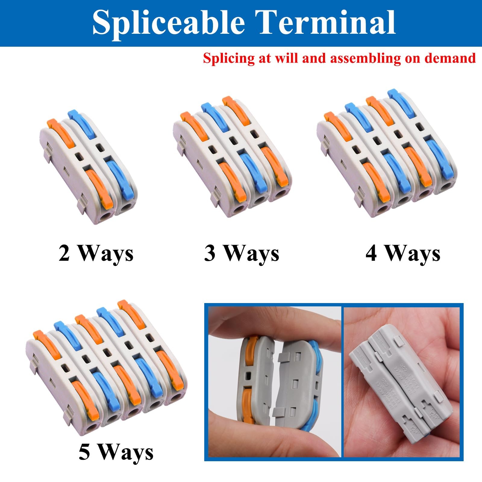 60PCS Lever Wire Connectors AWG28-12, Quick Connect Electrical Splicing Kit for