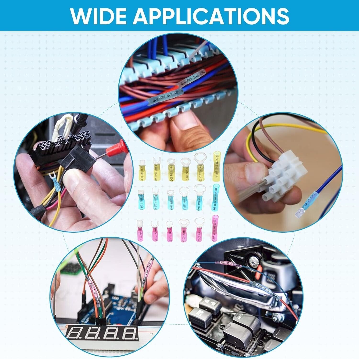 240/500 Heat Shrink Wire Connectors Electrical Crimp Marine Automotive Terminals