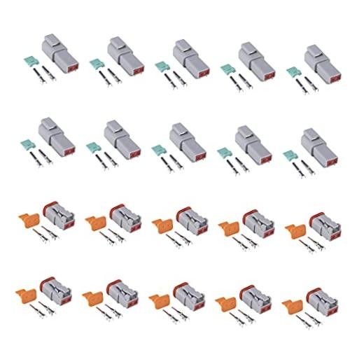 10 Kit 2 Pin Way DT04-2P DT06-2S Waterproof Connector 13 Amps 2 pin(10 sets)