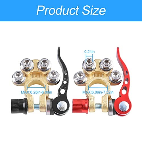 Battery Terminal Clamp Connectors, 2 Pcs 4 Way Quick Release Black/Red-2