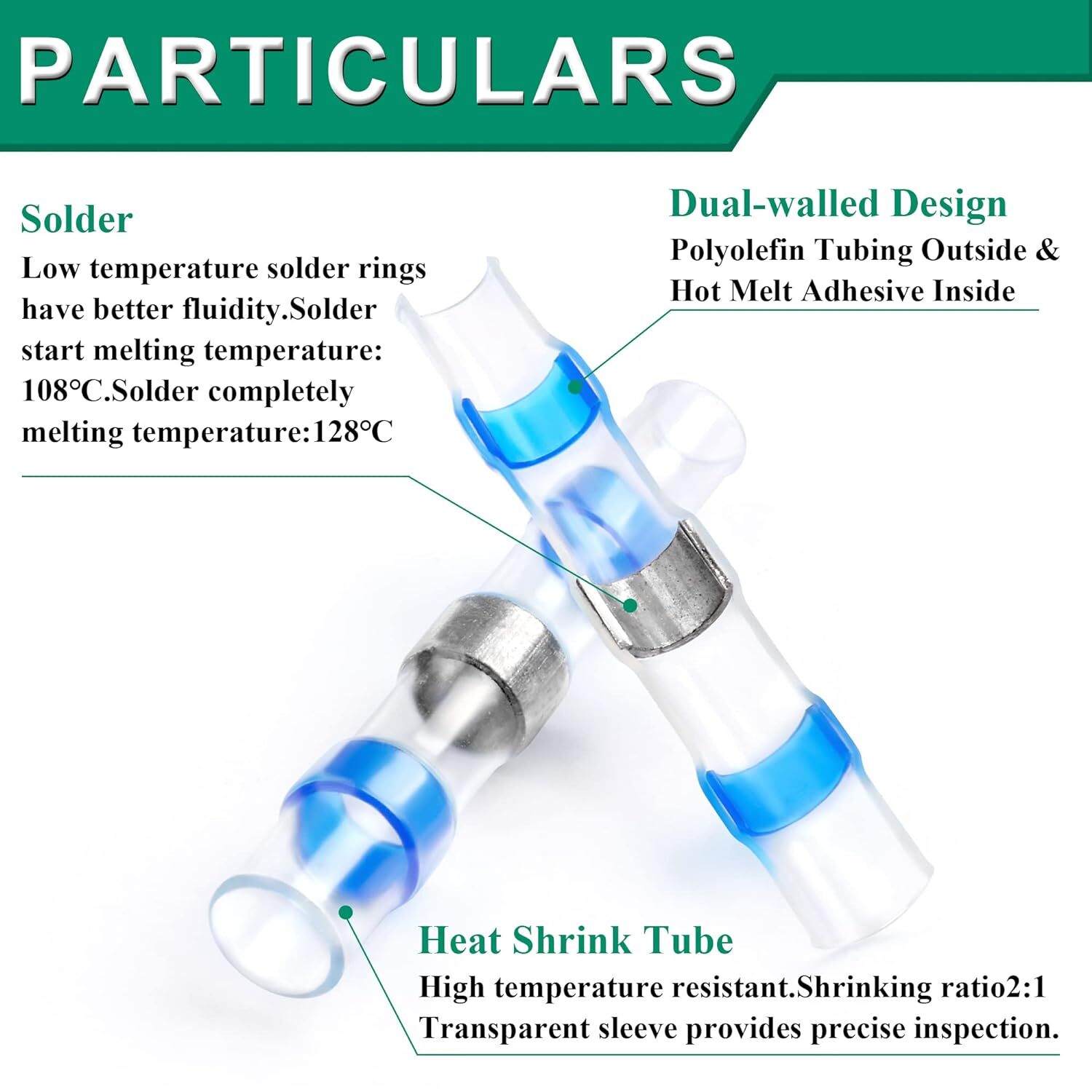 380/160PCS Waterproof Solder Stick Seal Sleeve Heat Shrink Butt Wire Connectors