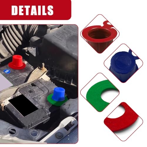 8PCS Car Battery Terminal Cover, Battery Terminal Protector, Positive Red Blue