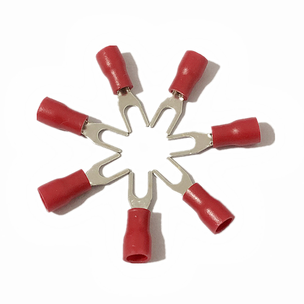 50PCS SV1.25-3 22-16AWG Red Pre Insulated Fork Type Connectors Terminals