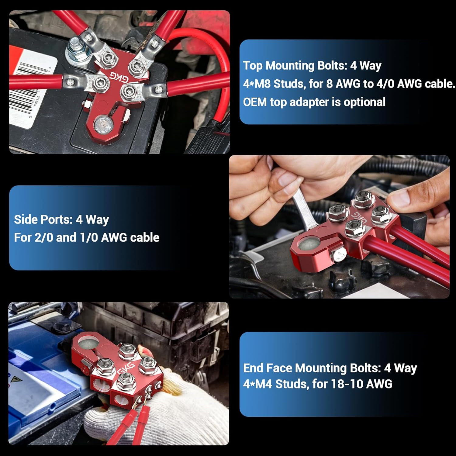 2 Pcs Lead Acid Battery Terminal Connectors, 12 Way Battery Terminal Clamps with