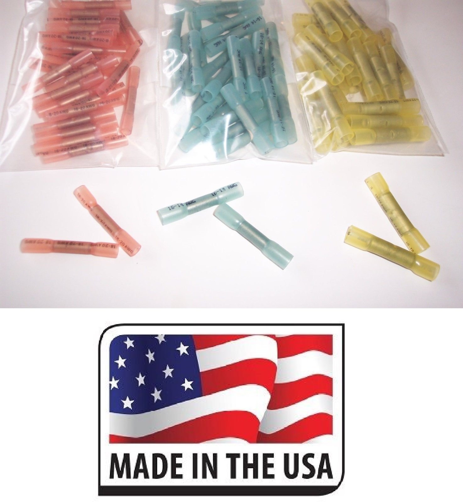(500) Mixed 3M Heat Shrink Butt Splice Primary Wire Connector 10-22 AWG (R,B,Y)