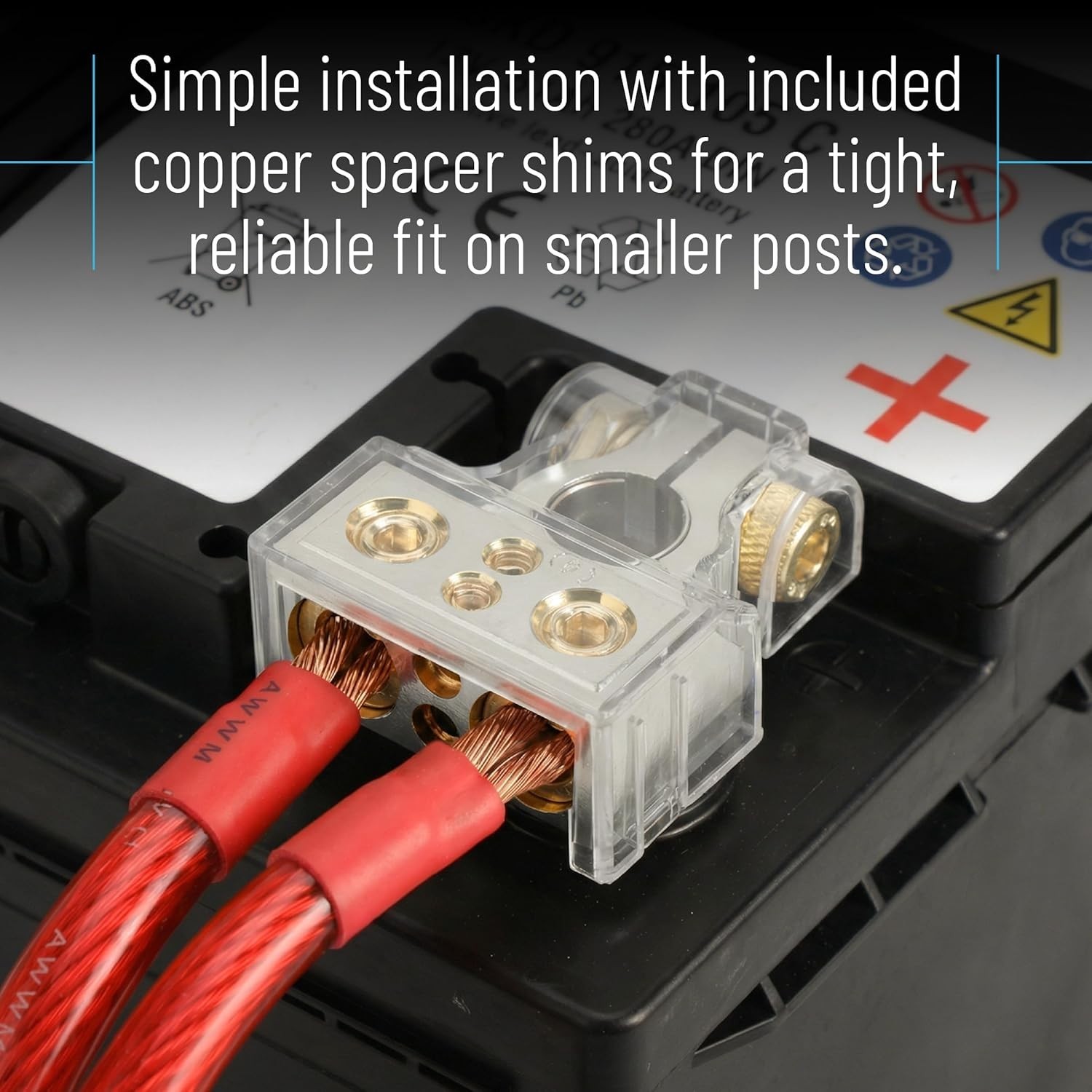 2 Pack Battery Terminal Connectors 0/2/4/6/8/10 AWG Terminals, Car Battery