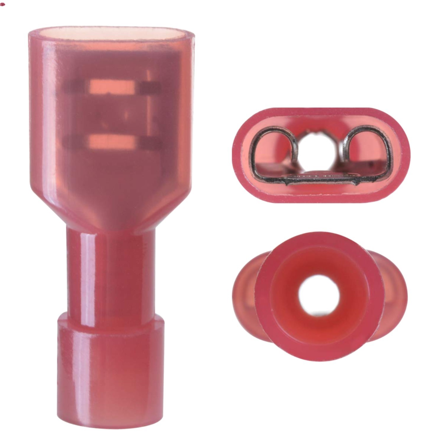 100 Pcs Red Nylon Female Spade Connectors Quick Disconnect Wire Terminals Ins…
