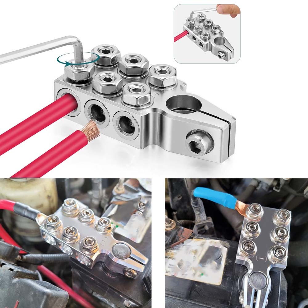Battery Terminal Connectors 12 Way Top Post Clamps Positive Negative 8Awg 4 0Awg