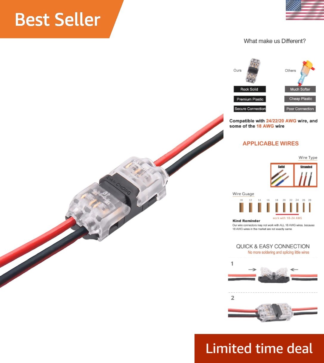 Low Voltage Wire Splicer Connectors – 12 Pcs Compact and Flame Retardant Design